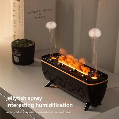 Dual Nozzles Aroma Diffuser Electric Air Humidifier for Home Flame Light Jellyfish Aromatherapy Machine Essential Oil Diffusers