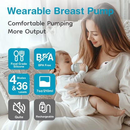 MAMIJOY Wearable Electric Breast Pump - Comfort Milk Collector with LED Display, 4 Modes & 36 Levels - Lightweight & Rechargeable