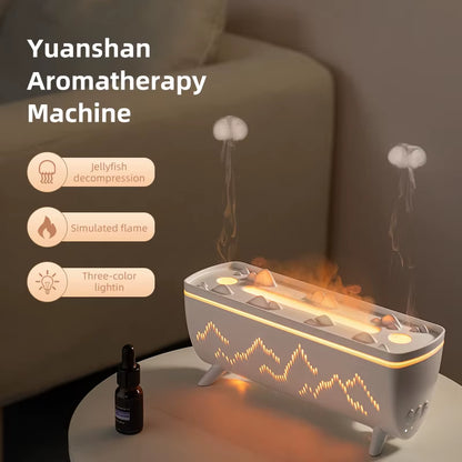 Dual Nozzles Aroma Diffuser Electric Air Humidifier for Home Flame Light Jellyfish Aromatherapy Machine Essential Oil Diffusers