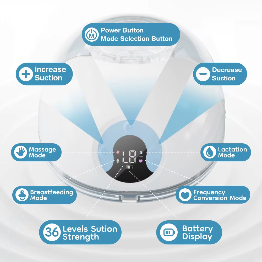 MAMIJOY Wearable Electric Breast Pump - Comfort Milk Collector with LED Display, 4 Modes & 36 Levels - Lightweight & Rechargeable