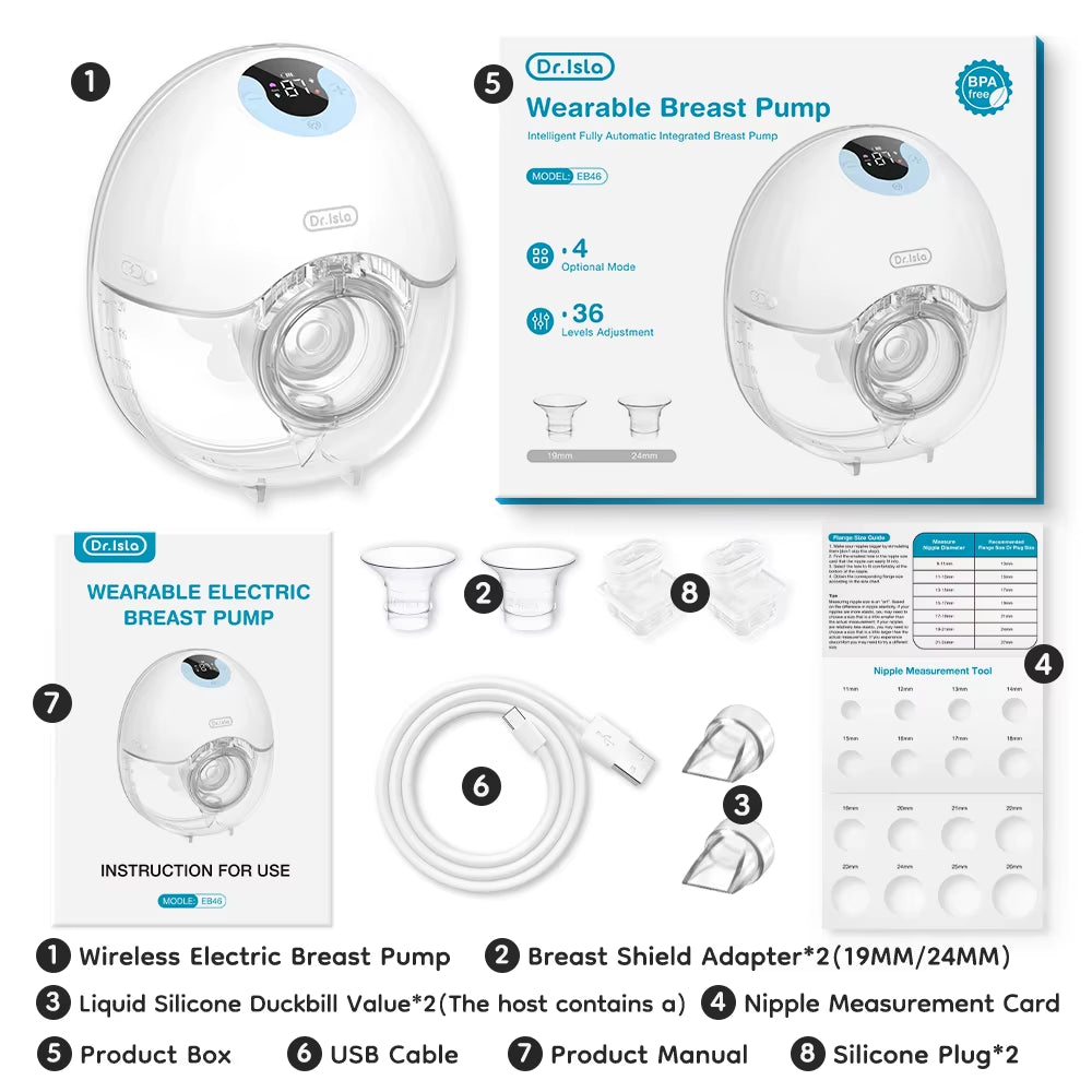 MAMIJOY Wearable Electric Breast Pump - Comfort Milk Collector with LED Display, 4 Modes & 36 Levels - Lightweight & Rechargeable